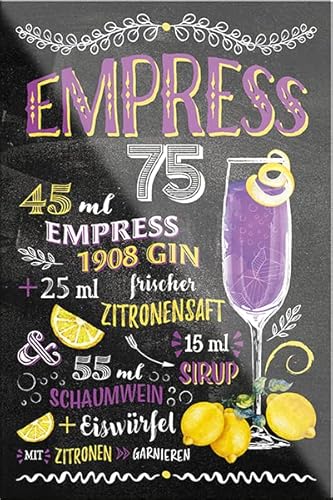 schilderkreis24 – Cocktail Rezept “Empress 75“ Magnet Alkohol Spirituosen Deko Kühlschrankmagnet Humor Geschenkidee Geburtstag Weihnachten 9x6 cm von schilderkreis24
