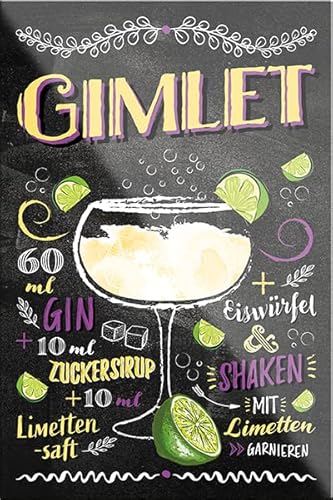 schilderkreis24 – Cocktail Rezept “Gimlet“ Magnet Alkohol Spirituosen Deko Kühlschrankmagnet Humor Geschenkidee Geburtstag Weihnachten 9x6 cm von schilderkreis24