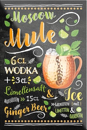 schilderkreis24 – Cocktail Rezept “Moscow Mule“ Magnet Alkohol Spirituosen Deko Kühlschrankmagnet Humor Geschenkidee Geburtstag Weihnachten 9x6 cm von schilderkreis24