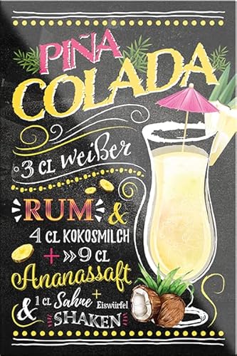 schilderkreis24 – Cocktail Rezept “Pina Colada“ Magnet Alkohol Spirituosen Deko Kühlschrankmagnet Humor Geschenkidee Geburtstag Weihnachten 9x6 cm von schilderkreis24