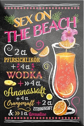 schilderkreis24 – Cocktail Rezept “Sex on The Beach“ Magnet Alkohol Spirituosen Deko Kühlschrankmagnet Humor Geschenkidee Geburtstag Weihnachten 9x6 cm von schilderkreis24