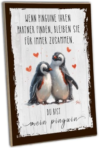 schilderkreis24 - "Du bist mein Pinguin" Holzschild - Romantisches Paar-Geschenk für Valentinstag & Jahrestage von schilderkreis24