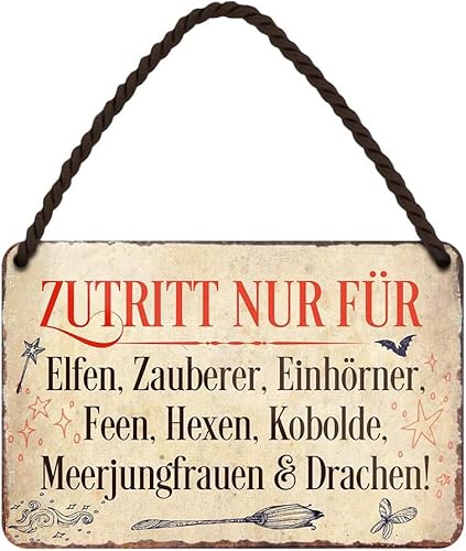 schilderkreis24 - Fantastisches Hänge-Blechschild: Magische Zutrittsbeschränkung für Elfen, Zauberer, Einhörner - Geschenkidee 18x12cm schilderkreis24 - Fantastisches Hänge-Blechschild: Magische Zutrittsbeschränkung für Elfen, Zauberer, Einhörner - Geschenkidee 18x12cm von schilderkreis24