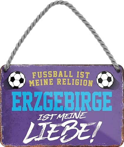 schilderkreis24 – Fußballschild “Fussball Religion Erzgebirge“ Deko Garage Artikel Sport Verein Geschenkidee Club Weihnachten Fußball Fan Liebhaber Begeisterte 18x12 cm von schilderkreis24