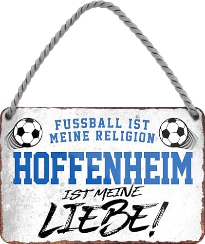 schilderkreis24 – Fußballschild “Fussball Religion Hoffenheim“ Deko Garage Artikel Sport Verein Geschenkidee Club Weihnachten Fußball Fan Liebhaber Begeisterte 18x12 cm von schilderkreis24