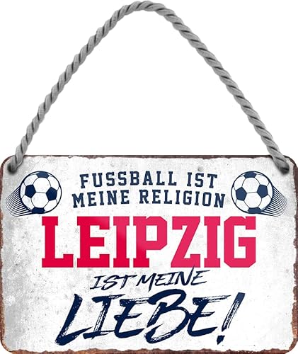 schilderkreis24 – Fußballschild “Fussball Religion Leipzig“ Deko Garage Artikel Sport Verein Geschenkidee Club Weihnachten Fußball Fan Liebhaber Begeisterte 18x12 cm von schilderkreis24