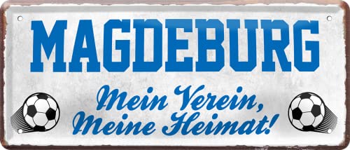 schilderkreis24 – Fußballschild Magdeburg “Mein Verein, Meine Heimat!“ Deko Garage Artikel Sport Verein Geschenkidee Club Weihnachten Fußball Fan Liebhaber Begeisterte 28x12 cm von schilderkreis24