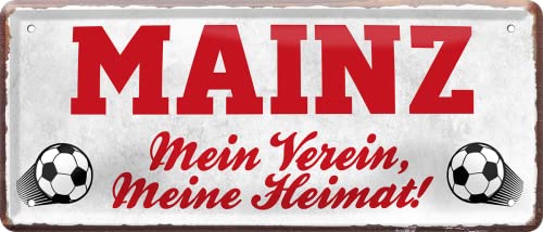 schilderkreis24 – Fußballschild Mainz “Mein Verein, Meine Heimat!“ Deko Garage Artikel Sport Verein Geschenkidee Club Weihnachten Fußball Fan Liebhaber Begeisterte 28x12 cm von schilderkreis24