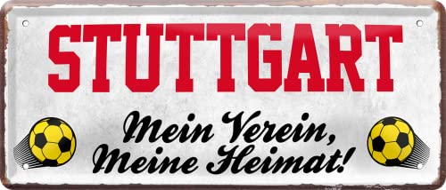 schilderkreis24 – Fußballschild Stuttgart “Mein Verein, Meine Heimat!“ Deko Garage Artikel Sport Verein Geschenkidee Club Weihnachten Fußball Fan Liebhaber Begeisterte 28x12 cm von schilderkreis24