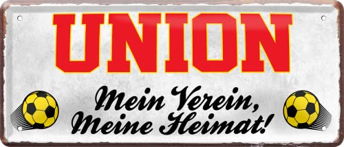 schilderkreis24 – Fußballschild Union “Mein Verein, Meine Heimat!“ Deko Garage Artikel Sport Verein Geschenkidee Club Weihnachten Fußball Fan Liebhaber Begeisterte 28x12 cm von schilderkreis24