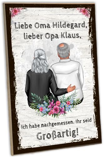schilderkreis24 - Individuelles Oma & Opa Holzschild - Mit Liebe personalisiert, Wanddeko Geschenk, 28x19 cm von schilderkreis24