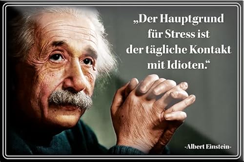 schilderkreis24 – Lustiger Albert Einstein Spruch Zitat “Der Hauptgrund für Stress Kontakt Idioten“ Magnet Deko Kühlschrankmagnet Küche Geschenkidee Geburtstag Weihnachten 9x6 cm von schilderkreis24