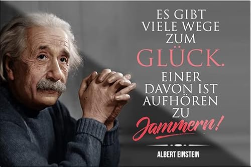 schilderkreis24 – Lustiger Albert Einstein Spruch Zitat “Es gibt viele Wege zum Glück jammern!“ Magnet Deko Kühlschrankmagnet Küche Geschenkidee Geburtstag Weihnachten 9x6 cm von schilderkreis24