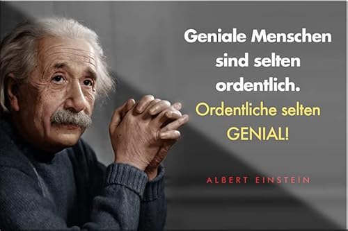 schilderkreis24 – Lustiger Albert Einstein Spruch Zitat “Geniale Menschen sind selten ordentlich.“ Magnet Deko Kühlschrankmagnet Küche Geschenkidee Geburtstag Weihnachten 9x6 cm von schilderkreis24