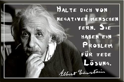 schilderkreis24 – Lustiger Albert Einstein Spruch Zitat “Halte Dich von negativen Menschen fern.“ Magnet Deko Kühlschrankmagnet Küche Geschenkidee Geburtstag Weihnachten 9x6 cm von schilderkreis24