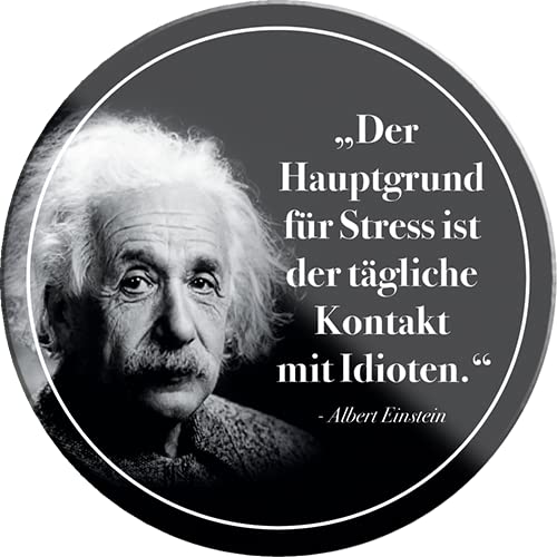 schilderkreis24 – Lustiger Albert Einstein Spruch Zitat “Hauptgrund für Stress“ Magnet Deko Kühlschrankmagnet Küche Geschenkidee Geburtstag Weihnachten 8x8 cm von schilderkreis24