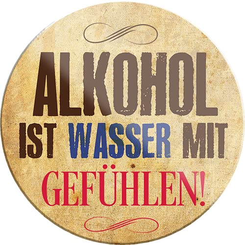 schilderkreis24 – Lustiger Bier Trink Spruch “Alkohol ist Wasser mit..“ Magnet Deko Kühlschrankmagnet Humor witzige Geschenkidee Geburtstag Weihnachten 8x8 cm von schilderkreis24