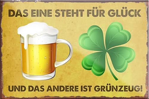 schilderkreis24 – Lustiger Bier Trink Spruch “Glück Grünzeug“ Magnet Deko Kühlschrankmagnet Humor witzige Geschenkidee 9x6 cm von schilderkreis24