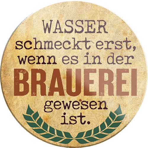 schilderkreis24 – Lustiger Bier Trink Spruch “Wasser schmeckt erst wenn es in der Brauerei gewesen ist.“ Magnet Deko Kühlschrankmagnet Humor witzige Geschenkidee 8x8 cm von schilderkreis24