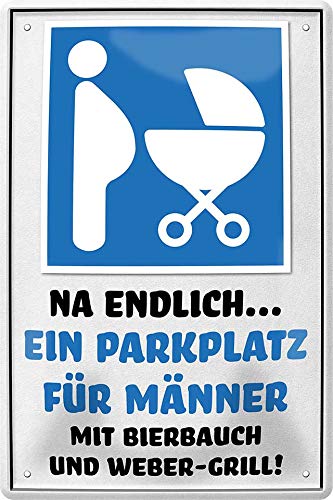 schilderkreis24 Lustiger Grill Spruch “NA ENDLICH … EIN PARKPLATZ FÜR MÄNNER MIT BIERBAUCH UND Weber-Grill!” Deko Schild für Garten Geschenkidee 20x30 cm von schilderkreis24