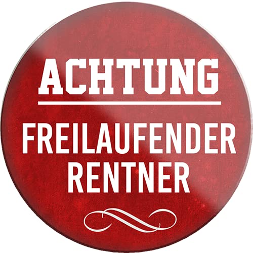 schilderkreis24 – Lustiger Spruch “Achtung freilaufender Rentner“ Magnet Deko Kühlschrankmagnet Pension Geschenkidee Großeltern Rentner Senioren Oma Opa Enkelkinder 8x8 cm von schilderkreis24