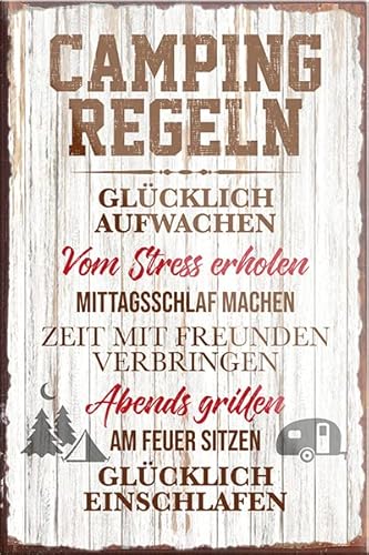 schilderkreis24 – Lustiger Spruch “Camping Regeln“ Magnet Deko Kühlschrankmagnet Geschenkidee Camper Wohnwagen Wohnmobil Camping Fans 9x6 cm von schilderkreis24