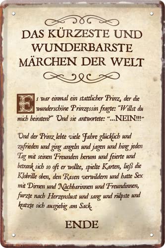 schilderkreis24 Lustiger Spruch “Das kürzeste und wunderbarste Märchen der Welt“ Blechschild Deko Retro Metallschild Humor witzige Geschenkidee Geburtstag Weihnachten 20x30 cm von schilderkreis24