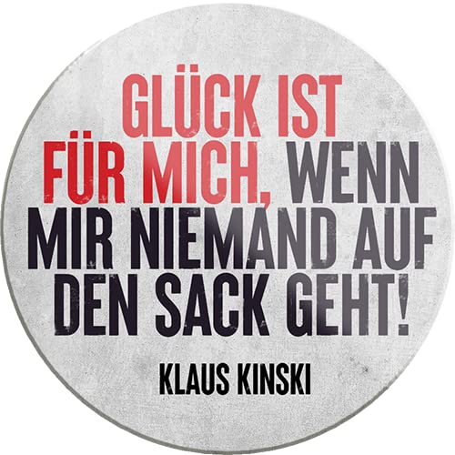 schilderkreis24 – Lustiger Spruch “Glück ist für Mich Sack geht. Klaus Kinski“ Magnet Deko Kühlschrankmagnet Humor witzige Geschenkidee Geburtstag Weihnachten 8x8 cm von schilderkreis24