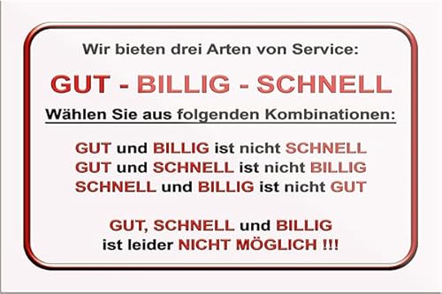 schilderkreis24 – Lustiger Spruch “Gut-Billig-Schnell“ Magnet Arbeiten Handwerk Deko Kühlschrankmagnet Humor Geschenkidee Geburtstag Weihnachten 9x6 cm von schilderkreis24