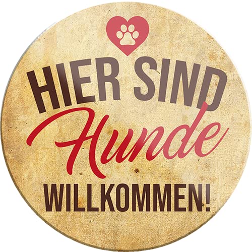 schilderkreis24 – Lustiger Spruch “Hier sind Hunde herzlich willkommen“ Magnet Deko Kühlschrankmagnet Hauseingang Geschenkidee Hundebesitzer Hundefans 8x8 cm von schilderkreis24