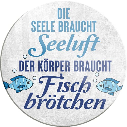 schilderkreis24 – Lustiger Spruch “Seeluft und Fischbrötchen“ Magnet Deko Nordsee Meer Kühlschrankmagnet Humor witzige Geschenkidee Geburtstag Weihnachten 8x8 cm von schilderkreis24