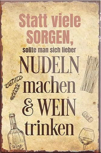 schilderkreis24 – Lustiger Spruch “Statt viele Sorgen.Nudeln.“ Magnet Essen Nudel Deko Kühlschrankmagnet Humor Geschenkidee Geburtstag Weihnachten 9x6 cm von schilderkreis24