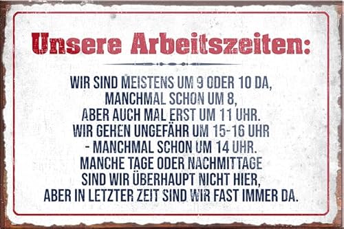 schilderkreis24 – Lustiger Spruch “UNSERE ARBEITSZEITEN“ Magnet Arbeiten Handwerk Deko Kühlschrankmagnet Humor Geschenkidee Geburtstag Weihnachten 9x6 cm schilderkreis24 – Lustiger Spruch “UNSERE ARBEITSZEITEN“ Magnet Arbeiten Handwerk Deko Kühlschrankmagnet Humor Geschenkidee Geburtstag Weihnachten 9x6 cm von schilderkreis24