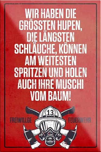 schilderkreis24 – Lustiger Spruch “Wir haben die größten Hupen, längsten Schläuche“ Magnet Feuerwehr Deko Kühlschrankmagnet Humor witzige Geschenkidee Geburtstag Weihnachten 9x6 cm von schilderkreis24