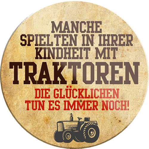 schilderkreis24 – Lustiger Traktor Spruch “Manche Spielten Kindheit Traktoren“ Magnet Deko Kühlschrankmagnet Geschenkidee Weihnachten Geburtstag Bauern Farmer Landwirte Landwirtschaft 8x8 cm von schilderkreis24