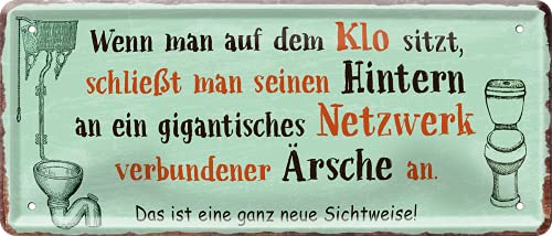 schilderkreis24 Lustiges Toilettenschild “Wenn Man auf dem Klo sitzt.“ Deko Hängeschild WC Badezimmer Toilette Klo Bad Vintage Retro Geschenkidee Geschenk Geburtstag Weihnachten 28x12 cm von schilderkreis24