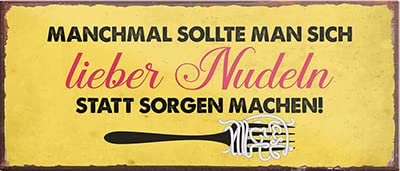 schilderkreis24 – Magnet Lustiger Spruch “Lieber Nudeln statt Sorgen..“ Deko Geschenkidee Mann Frau 9,3x4cm von schilderkreis24