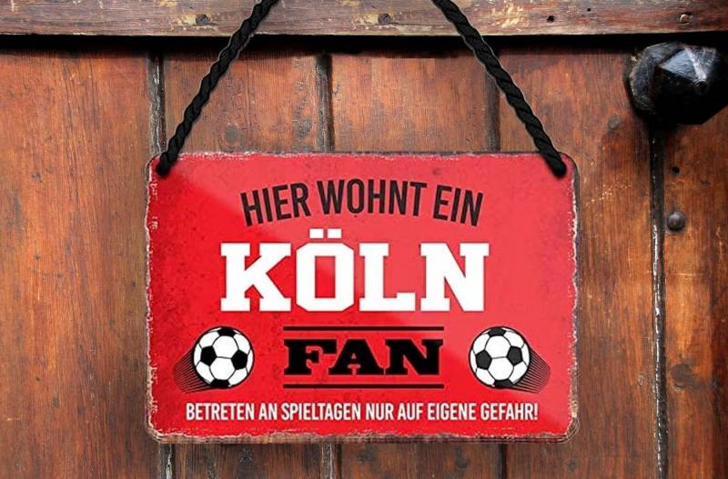 schilderkreis24 Metallschild Blechschild Hier wohnt ein Köln Fan 18x12cm von schilderkreis24
