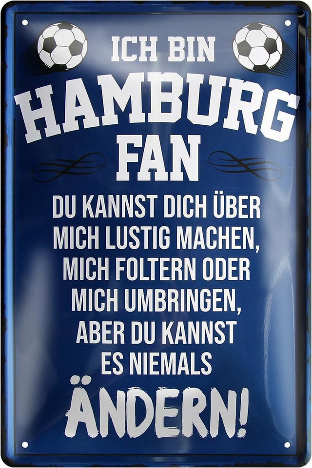 schilderkreis24 Metallschild Blechschild Ich bin Hamburg Fan 30x20cm von schilderkreis24