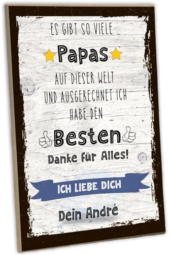 schilderkreis24 - Personalisiertes Holzschild für Papa – „Bester Vater“ Botschaft mit Namen anpassbar, 28x19 cm – Geschenkidee von schilderkreis24