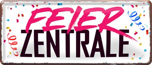 schilderkreis24 blechschild 28x12 cm – spruch feier zentrale – party deko geschenkidee von schilderkreis24