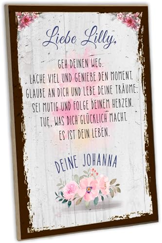 schilderkreis24: Personalisiertes Holzschild - 'Liebe [Name], geh deinen Weg und lebe deine Träume' - Inspirierende Dekoration und Geschenkidee von schilderkreis24