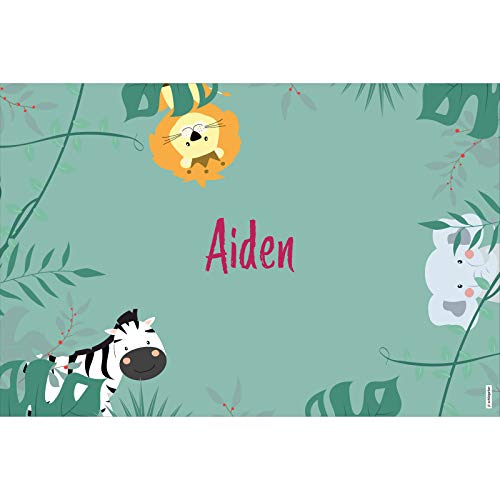 schildgetier Aiden Türschild Namensschild Aiden Geschenk mit Namen und süßen Dschungel Tier Motiven 30 x 20 cm Dekoschild Schild mit Tieren von schildgetier