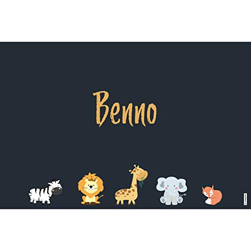 schildgetier Benno Türschild Namensschild Benno Geschenk mit Namen und süßen Tier Motiven 30 x 20 cm Dekoschild Schild mit Tieren von schildgetier