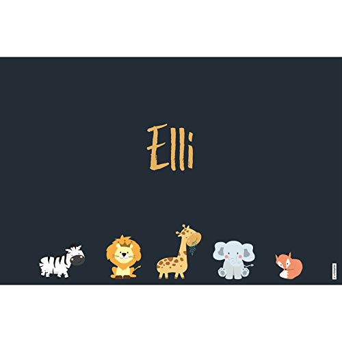 schildgetier Elli Türschild Namensschild Elli Geschenk mit Namen und süßen Tier Motiven 30 x 20 cm Dekoschild Schild mit Tieren von schildgetier