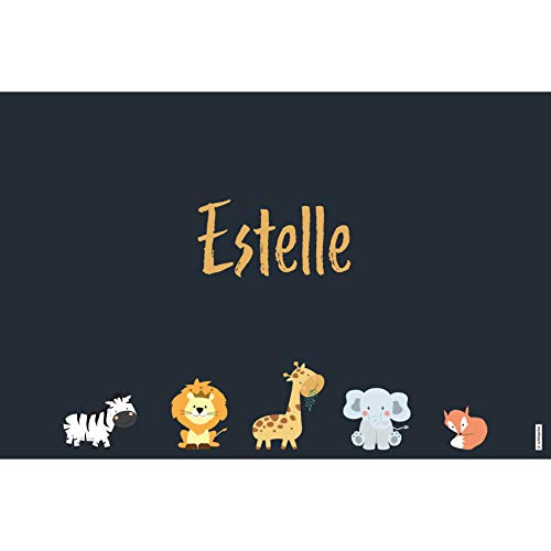 schildgetier Estelle Türschild Namensschild Estelle Geschenk mit Namen und süßen Tier Motiven 30 x 20 cm Dekoschild Schild mit Tieren von schildgetier