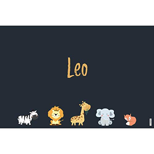 schildgetier Leo Türschild Namensschild Leo Geschenk mit Namen und süßen Tier Motiven 30 x 20 cm Dekoschild Schild mit Tieren von schildgetier