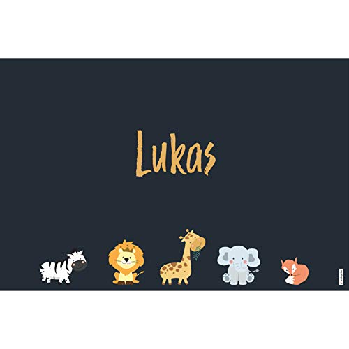 schildgetier Lukas Türschild Namensschild Lukas Geschenk mit Namen und süßen Tier Motiven 30 x 20 cm Dekoschild Schild mit Tieren von schildgetier