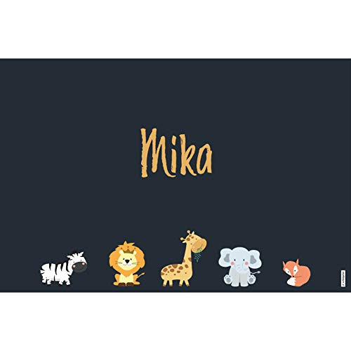 schildgetier Mika Türschild Namensschild Mika Geschenk mit Namen und süßen Tier Motiven 30 x 20 cm Dekoschild Schild mit Tieren von schildgetier