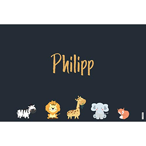 schildgetier Philipp Türschild Namensschild Philipp Geschenk mit Namen und süßen Tier Motiven 30 x 20 cm Dekoschild Schild mit Tieren von schildgetier